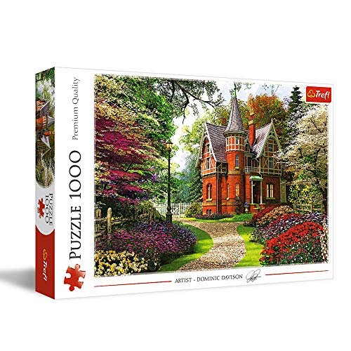 Victorian Cottage 1000 Piece Jigsaw Puzzle – Scenic Garden House Artwork by Dominic Davison – Large 68 x 48cm Premium Quality Adult Puzzle – Relaxing Floral Landscape Jigsaw for Teens & Adults