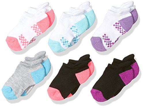 Fruit of the Loom Baby Girls' No Show 6 Pack Sock, Assorted, Shoe Size: 4-8.5 (18-36 Months)