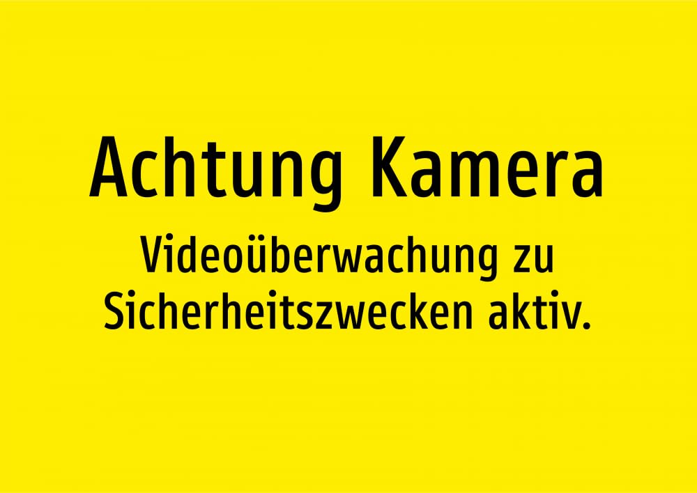 Achtung Kamera - Videoüberwachung zu Sicherheitszwecken aktiv. – Aluminiumschild A5: 210x148mm – Ohne Grafik, nur Text