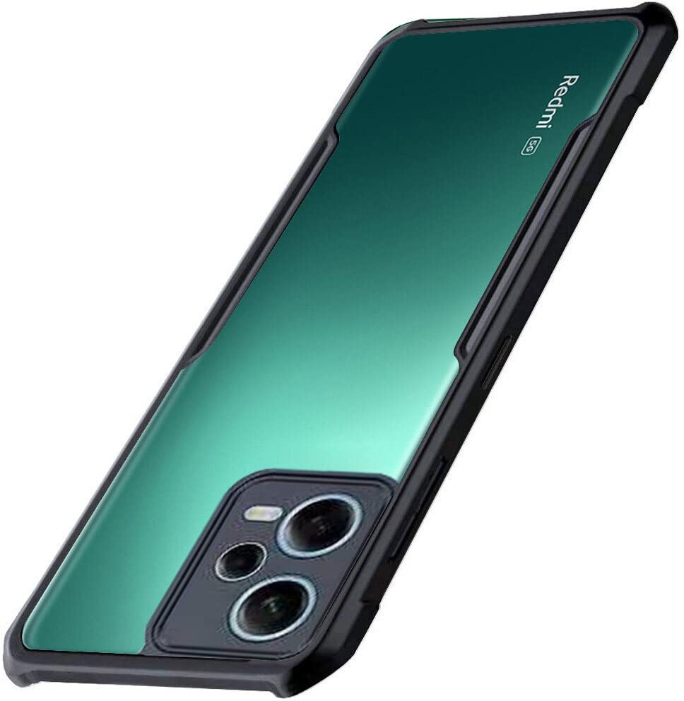 Image of A rtistque Clear Hard Back Cover for Redmi Note 12 5G /Poco X5 5G Transparent Acrylic Armor Anti-Drop Shockproof TPU Edge Back Cover Case for Redmi Note 12 5G /Poco X5 5G - Black