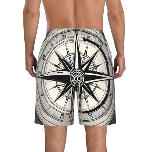 Men's Beach Shorts Swim TrunksFun Patterns Law of Compass Navigation Print for Surfing Running Summer Vacation3
