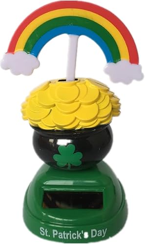 Miniatura 7 de ElodieAu 2 piezas de juguete solar de cabeza de coche del día de San Patricio, figuras de duende con energía solar, figuras que sacuden, decoración