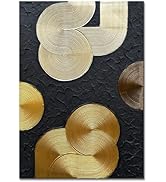 Slyart Black and Gold Texture Wall Art, Handmade 3D Arch Painting, 28"x40" Large Abstract Canvas ...