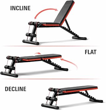 Adjustable Weight Bench Foldable Heavy Duty 600lb Capacity Incline Decline Flat Bench for Home Gym Full Body Strength Training