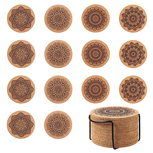 YHZMY 14 pcs Posavasos de Madera de Corcho Natural, Posavasos Redondo de Madera Natural de Café, Posavasos Corcho Natural, para el Hogar Bar Café Boda Accesorios de Mesa Cover