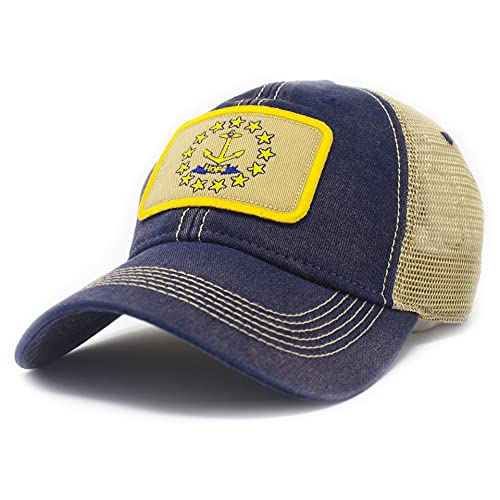 State Legacy Revival Rhode Island Flag Trucker Hat, Navy