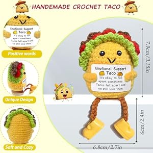 Mini Emotional Support Crochet Taco Gifts Positive Crochet Animals Taco for Women Friends Birthday Gifts Handmade Knitted Plush Stuffed Animals Funny Cute Encouragement Gift Mini Emotional Support Crochet Taco Gifts Positive Crochet Animals Taco for Women Friends Birthday Gifts Handmade Knitted Plush Stuffed Animals Funny Cute Encouragement Gift