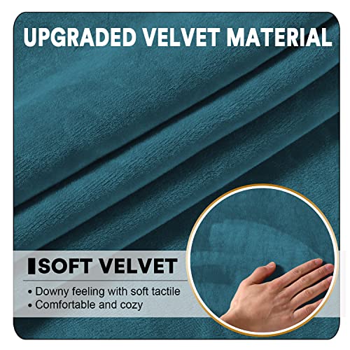 Okyuk Sectional Couch Covers 4 Pieces Velvet Sofa Seat Cushion Covers, L Shape Separate Cushion Couch Chaise Cover Elastic Furniture Protector For Both Left/Right Sectional Couch (Teal, 4 Seater) #TOP5