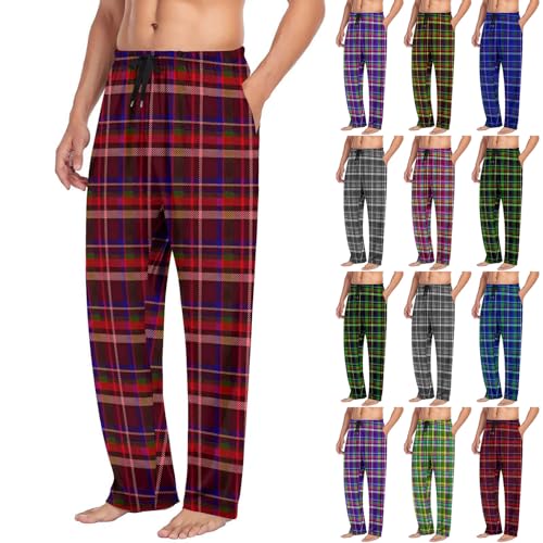 Campbell Men’s Elastic Waist Plaid Pajama Pants Loose Comfy Pjs Bottoms Straight Checkered Lounge Sweatpantswith Pockets2