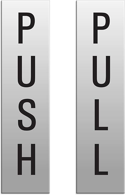 Push - Pull Signs 40x160 mm Set of 2 silver anodized aluminum self-adhesive No.10199-E