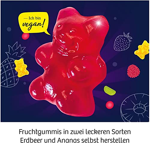 KOSMOS 658106 Fun Science - Fruchtgummi-Labor, vegane Süßigkeiten herstellen, Ostergeschenk, Verschiedene Geschmacksrichtungen und Formen, Gummi-Bonbons selber Machen, DIY-Set für Kinder 8-12 Jahre