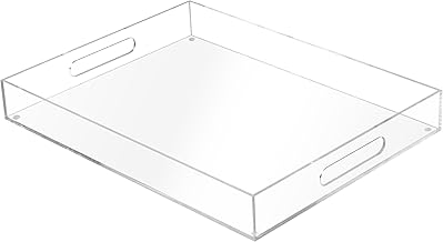 Winter Shore Large Acrylic Tray – Transparent Rectangular Tray 40 x 30 x 5 cm with Handles for Home, Dishes, Coffee Table, Kitchen, Jewelry, Bathroom, Countertop – Decorative Tray