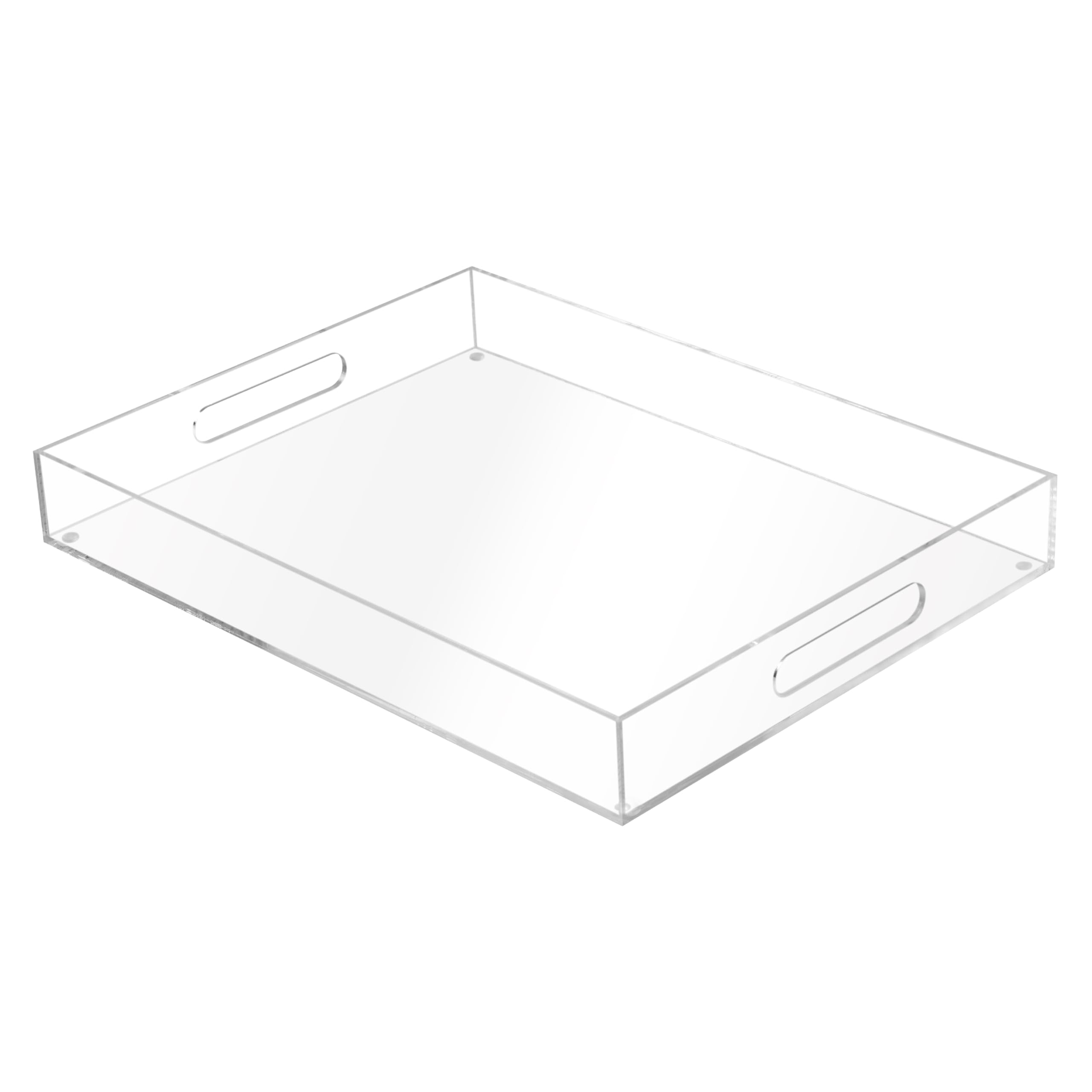Winter Shore Bandeja Grande Acrílica para Servir (40 x 30 x 5 cm) - Bandejas Plastico Transparente con Asas para el Hogar, Vajilla, Mesa, Cocina, Joyero, Baño, Tocador - Fuente Decorativa Expositora