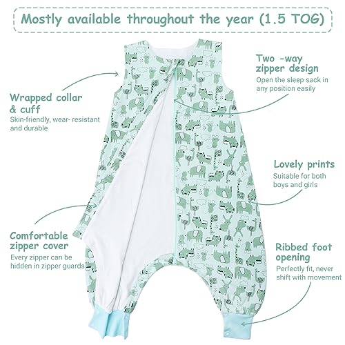 WYTbaby Baby Sleeping Bag With Legs 1.0 Tog, 100% Cotton Sleeveless Baby Sleep Sack Toddler Wearable Blanket For Boys And Girls, 70cm/6-18 months - Image 4