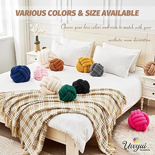 Image of Uvvyui Knot Pillow Ball, Soft Home Decorative Pillows, Round Throw Pillow, Handmade Knotted Plush Pillow, Round Boucle Pillow Cushion (11 Inches Khaki)