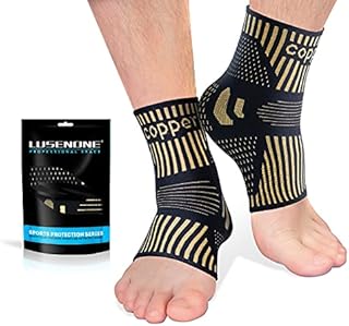 Copper Ankle Brace Support for Men & Women (Pair), Best Ankle Compression Sleeve Socks for Plantar Fasciitis, Sprained Ankle, Achilles Tendon, Pain Relief, Recovery, Sports