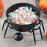 Honeydak Halloween Spider Candy Bowl 7 Inch Trick or Treat Metal Candy Bowl Spider-shaped Design Hand Grabbing Snack Holder for Halloween Decor Party Supplies