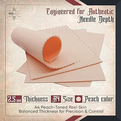 Best Fake Skin by REEL SKIN A4 (Pack of 3) Premium Silicone Tattoo Practice Skins Double-Sided, 2.5mm Thick, Realistic Texture Ideal for Beginners & Professional Tattoo Artists (Reel Skin) - Image 4