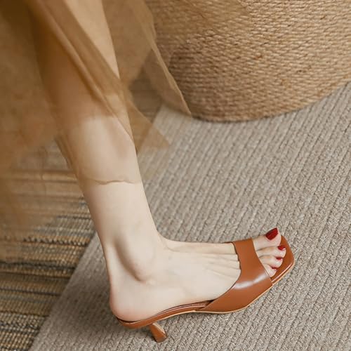 Image of Women's Square Open Toe Kitten Heel Slides Sandals Sexy One Band Slip-On Stiletto Heels Mules Casual Party Prom Dance Dress Dress