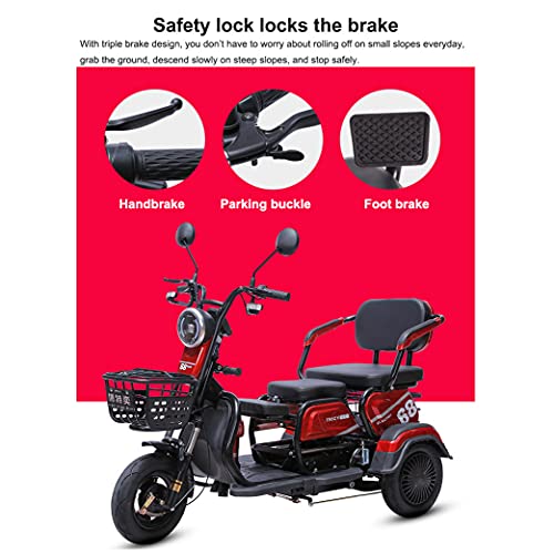 Image of Electric Three-Wheeled Scooter,Heavy-Duty Electric Mobility Scooters for Adults - Elderly Leisure Scooter, 600W High Power, 3 Speed Adjustment, Bearing Capacity 300Kg,Gray