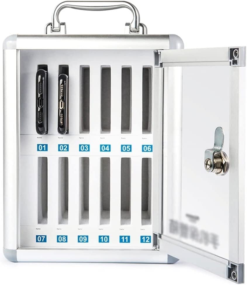 Générique Boîte de Rangement pour 12 téléphones en Alliage d'aluminium avec poignée, Porte-Documents sécurisé pour Bureau/Salle de Classe, Armoire de dépôt pour téléphone