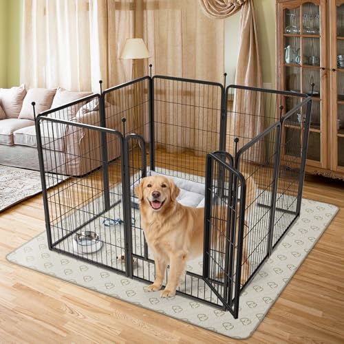 Image of FXW Rollick Unleashed Dog Playpen for Indoor, Yard, RV Camping, 40 inch 8 Panels Dog Pen with Washable Pee Pad for Medium and Large Dogs, Black│Patented