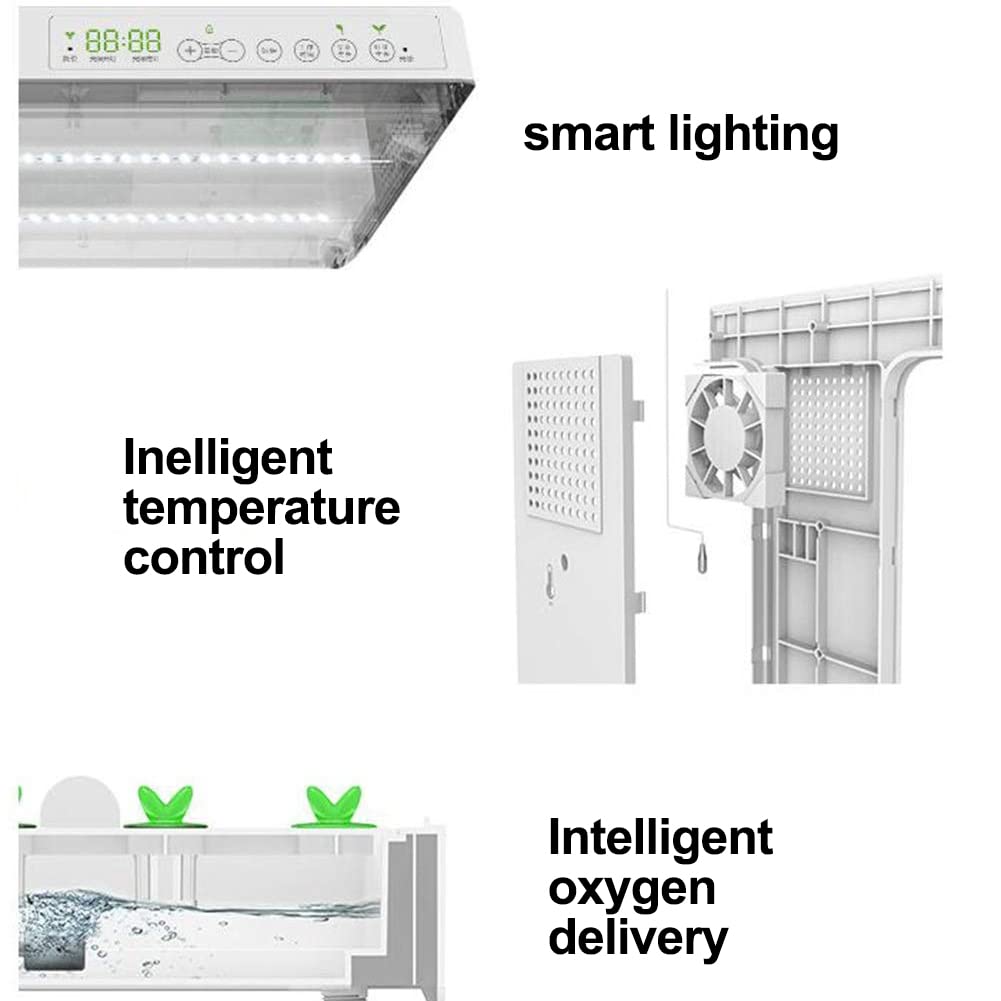 Kit de jardín de hierbas para interiores de 30 cápsulas, sistema de cultivo hidropónico con luz LED de 20 W, temporizador automático, kits de germinación, tanque de agua de 4 l, maceta de jardín