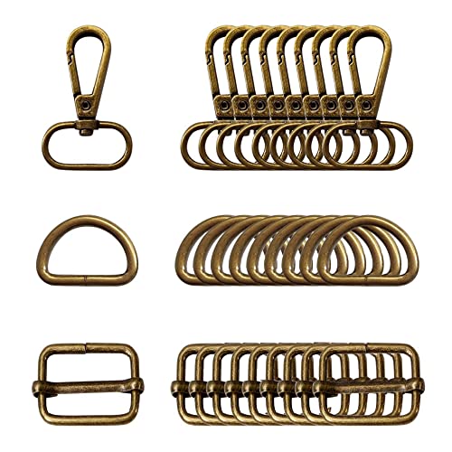 Dtoterul Taschenzubehör 30 Stück Zum Nähen - Schlüsselanhänger, Schwenker, D-Ringe, Schiebeschnalle, Metall Karabiner