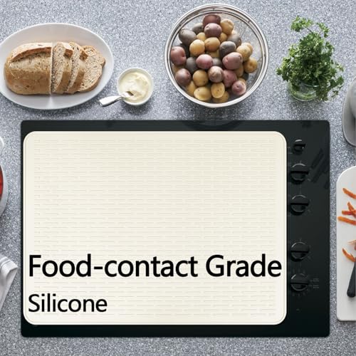 Stove Top Cover for Electric Stove - Silicone Stove Mat for Glass Top, Glass Cooktop Protector, XL Dish Drying Mats For Kitchen,Oven Covers for Electric Stove (Beige,30 x 21)