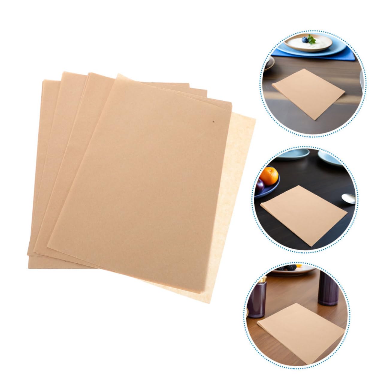 INOOMP 500 Fogli Carta da Forno Antiaderente Spessa Marrone Rustica per Pizza Panini Fritti Assorbe Grasso Fogli Resistenti al Grasso