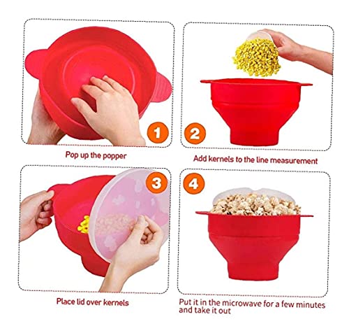 Mikrowelle Popcorn Maker Collapsible Silikon Popcorn Griff Hochtemperatur Widerstandschüssel für Mikrowellenpopcorn… – Bild 3