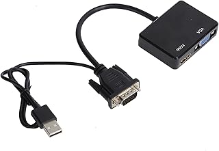 VGA to VGA High Definition Multimedia Interface Splitter, Converter Support Dual Display Adapter, USB Cable to Supply Power, Plug and Play, for Computer (Black)