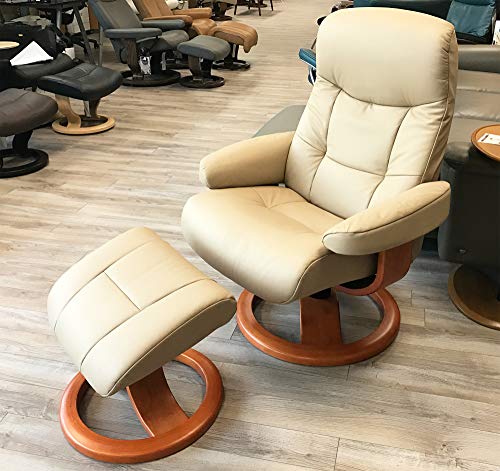 Fjords Hjellegjerde Leather Norwegian Ergonomic Scandinavian Lounge Reclining Chair 215 Muldal Small Swivel Recliner Furniture Nordic Line Genuine Black Leather Espresso Wood #TOP5