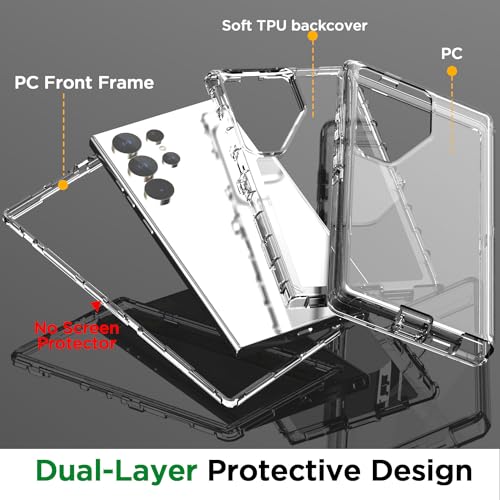 Image of AICase for Samsung Galaxy S24 Ultra Case Clear,Heavy Duty Durable 3-Layer [Not Yellowing][Military Grade Drop Protection] Shockproof /DropProof Protective Cover for Samsung Galaxy S24 Ultra 6.8 inch 5G