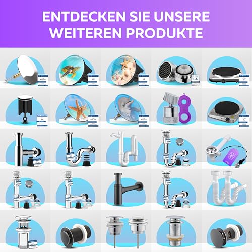 M. ROSENFELD HOME Waschbeckenstöpsel mit Motiv 40mm – Abflussstopfen Waschbecken aus Messing, höhenverstellbarer Excenterstopfen, rostfrei & dicht – Stöpsel für Waschbecken & Abflussstöpsel
