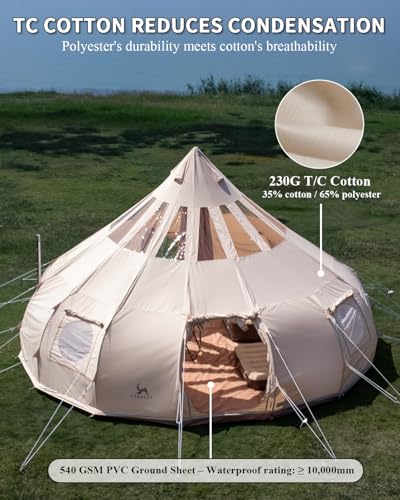 Carpa Canvas con Rainfly y Estufa para Camping Familiar miniatura 3