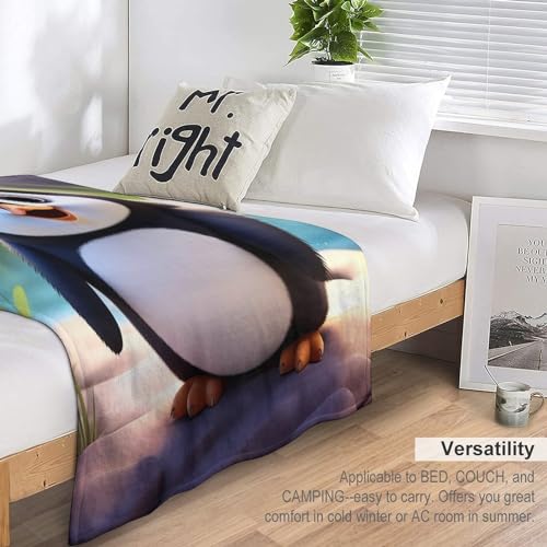 Manta de sofá para el frío suave con estampado de pingüino 7