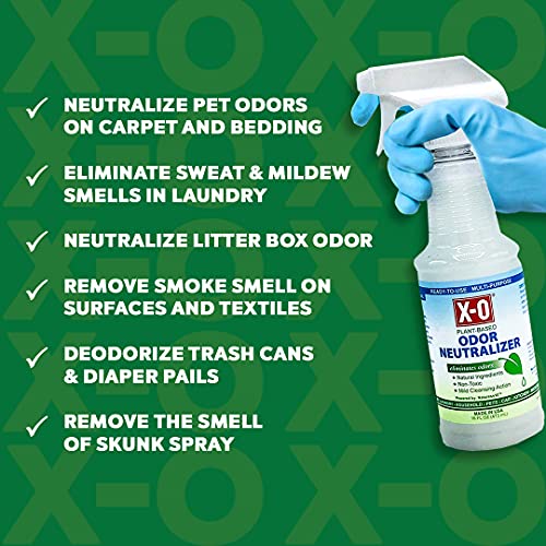 X-O Odor Neutralizer/Cleaner, Ready-To-Use Spray - Natural, Plant-Based Odor Eliminator/Deodorizer, Ready-To-Use (No Mixing Or Diluting), 16 Ounce #TOP1