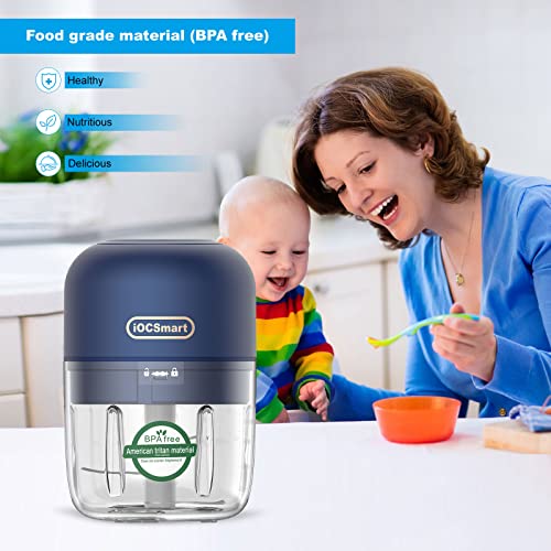 Iocsmart Electric Small Food Processor, 250Ml Portable Mini Meat Food Garlic Chopper With Type-C Usb Rechargeable For Kitchen Traveling Outdoor Camping Picnic (White) #TOP1