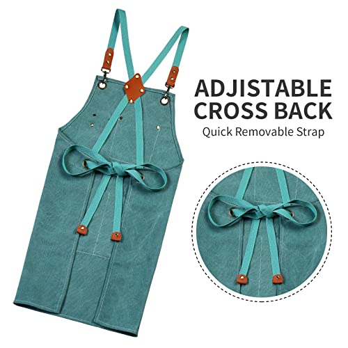 Chef-Apron-Cotton-Canvas-Gardening-Apron-with-Large-Pockets-for-Men-and-WomenKitchen-Cooking-Baking-Bib-Heavy-Duty-Adjustable-Garden-Apron