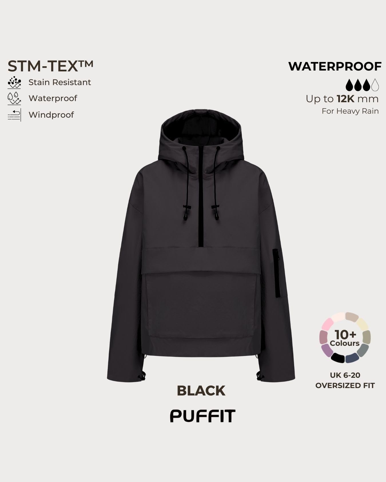PUFFIT Giacca a vento da donna, leggera, con cappuccio, impermeabile, con cappuccio, perfetta per campeggio e viaggi