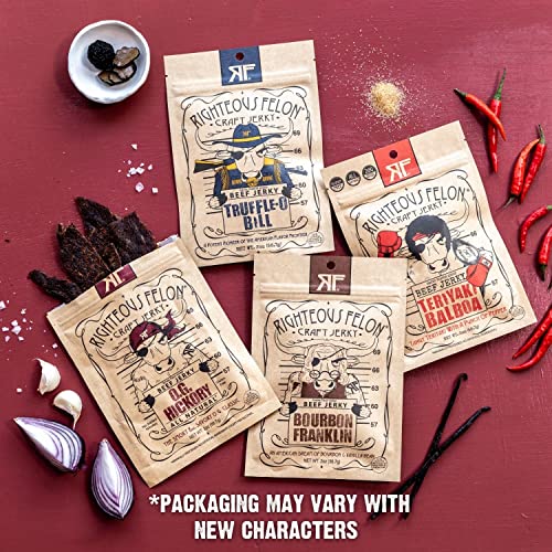 Righteous Felon Beef Jerky | All-Natural Jerky - Locally Sourced & Dried Beef Jerky - Low-Sugar Healthy Jerky Snacks (Sampler Pack) #TOP2