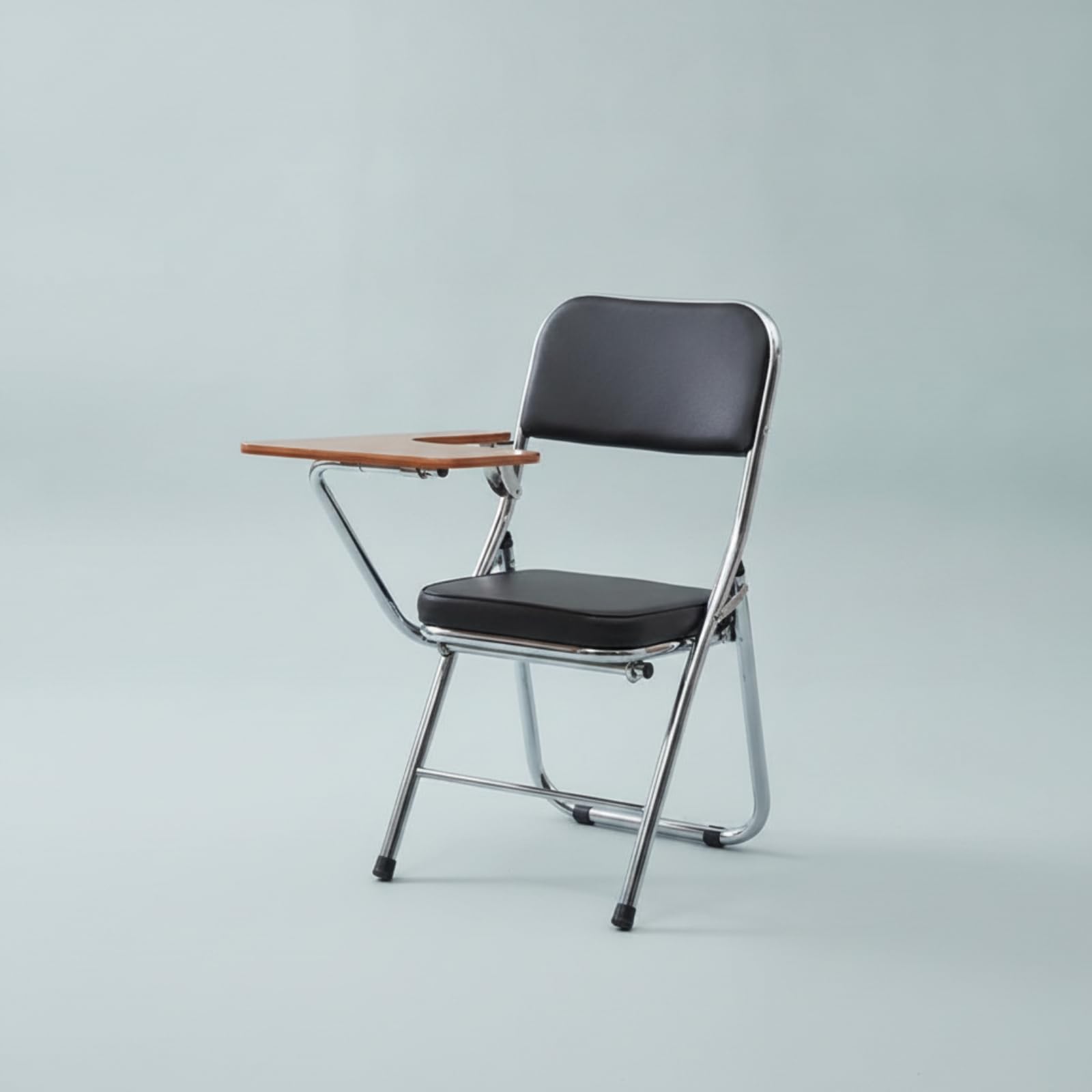 Plegable Estudio con Banja Abatible para, Plegable, con Tablero De Escritura, Asiento Y Respaldo Marrones, Estructura Cromada, Diseño Cómodo