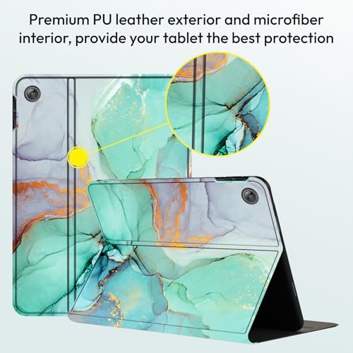 Image of Robustrion Cover for Samsung Galaxy Tab A11 Plus Cover Case 11 inch, Folio Cover Case for Samsung Galaxy Tab A11 Plus Cover /Tab A11+ Tablet Cover with Pencil Holder - Marble Green
