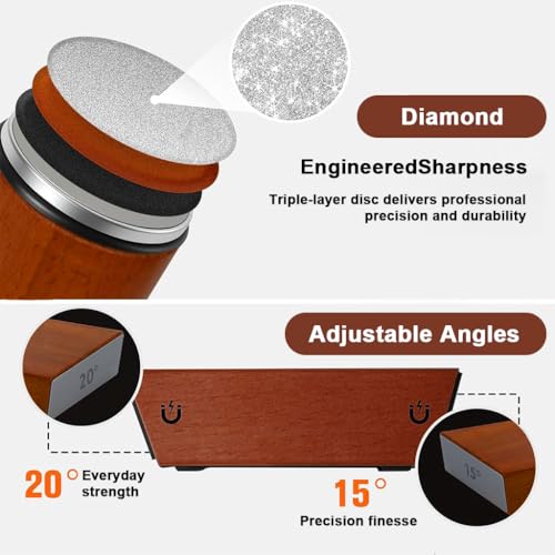 Image of Supvox 2Pcs Knife Sharpener Tool, Dual 400 /1000 Grit Diamond Wheels with Strong Magnetic Base, Utility Chef Knife Sharpener, Manual Roller Sharpening Tool