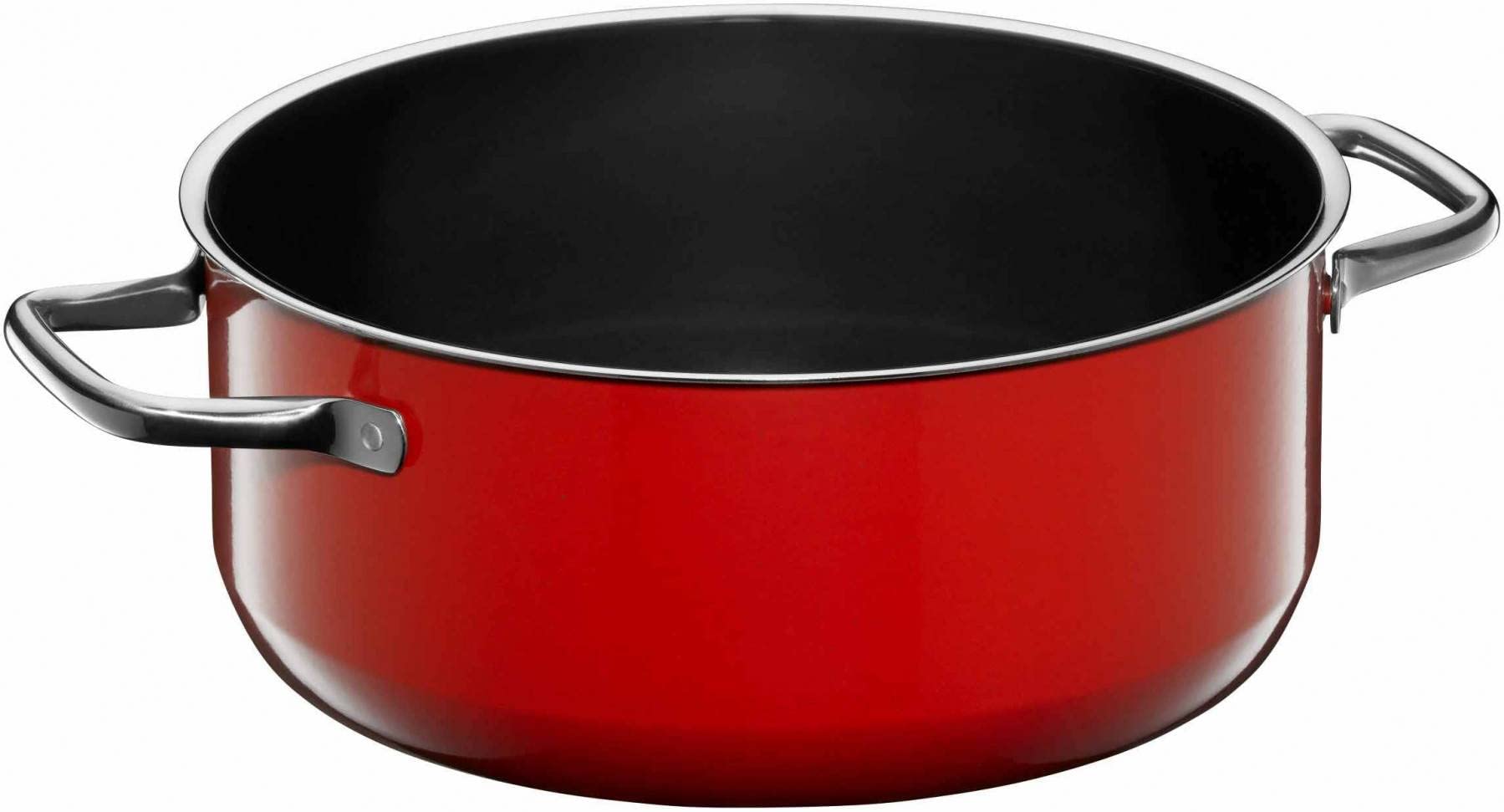 WMF Fusiontec Compact - Pentola grande 24 cm, coperchio in vetro, a induzione, 4,5 l, in ceramica high-tech, impilabile, antigraffio, rosso