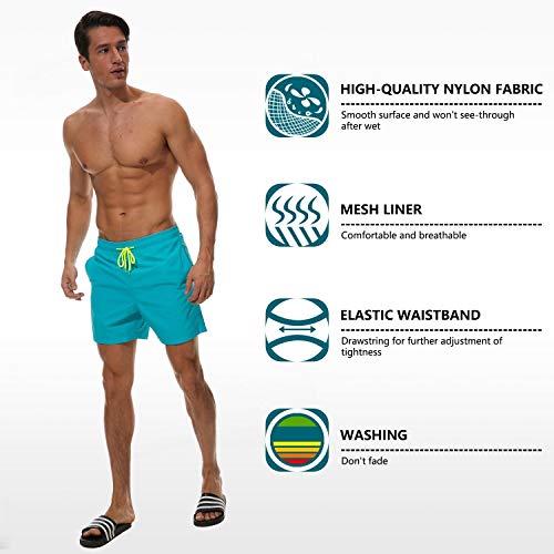 Silkworld Men's Swimming Surf Board Shorts Mesh Lining(Us Xl, Black) #TOP3