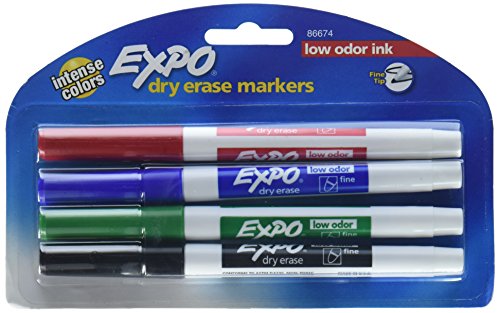 Expo Fine Tip Dry Erase Markers 4 Pack Assorted Colors (86674) ~ Set of 2 Packs (8 Markers Total)