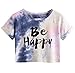 SweatyRocks Women's Tie Dye Letter Print Crop Top T Shirt One Size