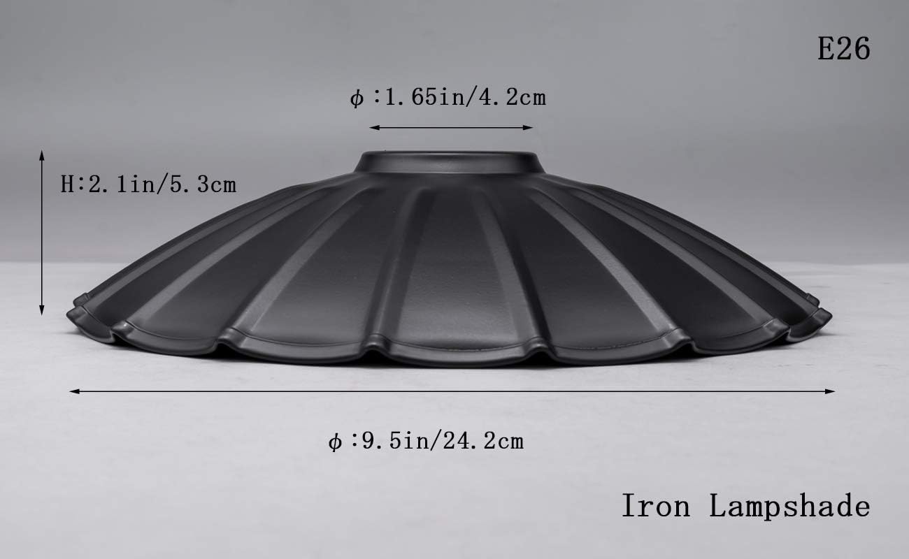 4-Pack 9.5" Industrial Vintage Metal Bulb Guard Iron Black Hanging Ceiling Circular DIY Light Shade Decorative Replacement Lamp Shade for Pendant Light Table Lamp Wall lamp Wall Sconce
